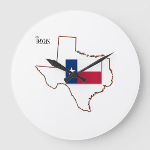 Grande Horloge Ronde Texas Flag and Map
