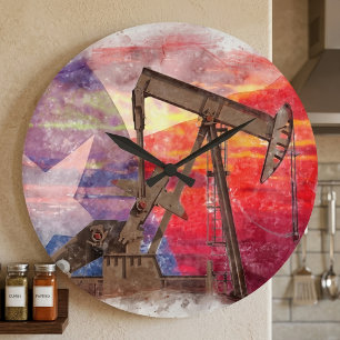 Grande Horloge Ronde Texas Oil Pumpjack : patrimoine artistique de l'Ét
