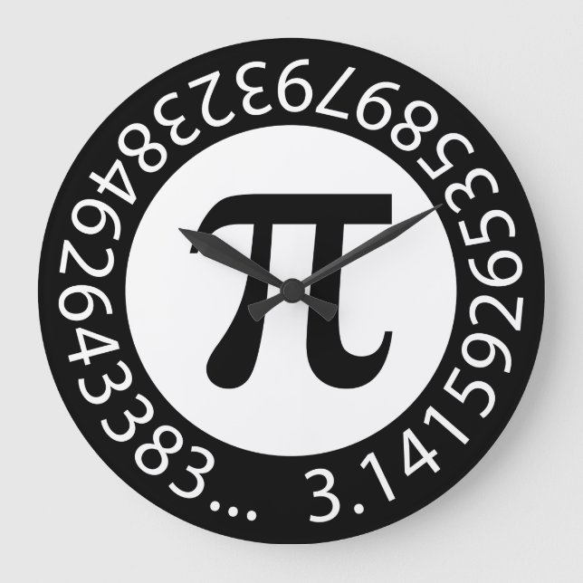 Grande Horloge Ronde TEXTE CONCEPTION Numéro Pi Symbole mathématique (Recto)