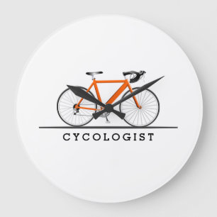 Grande Horloge Ronde Texte cycologue avec vélo orange