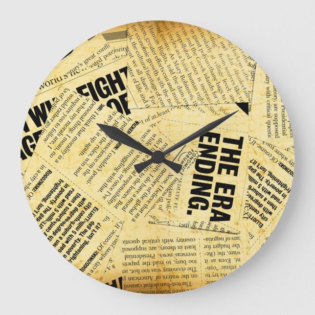 Grande Horloge Ronde Texte du journal de presse avec vieux papier (Recto)