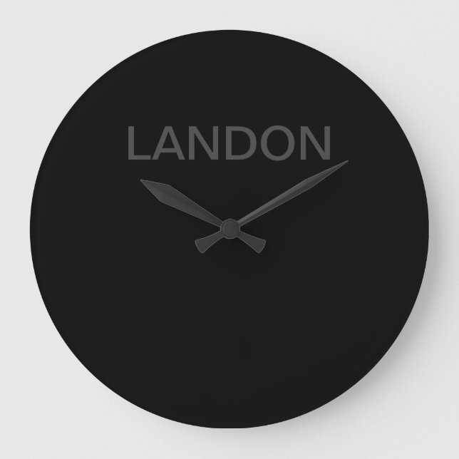 Grande Horloge Ronde Texte modifiable moderne | Gris foncé et noir (Recto)