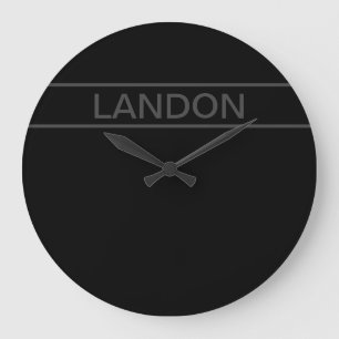 Grande Horloge Ronde Texte personnalisable   Gras moderne noir et gris 