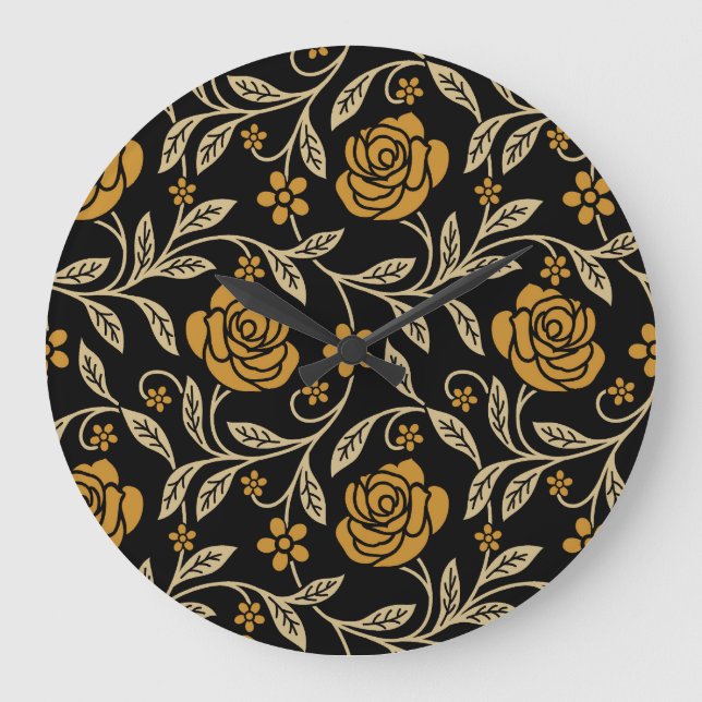 Grande Horloge Ronde textile indien : traditionnel floral sans soudure. (Recto)