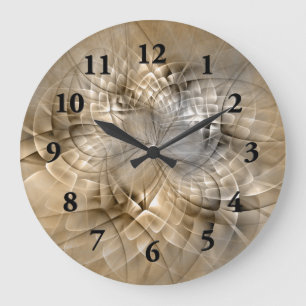 Grande Horloge Ronde Texture d'art fractal abstrait de tons terrestres