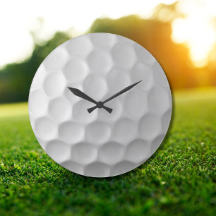 Grande Horloge Ronde Texture de balle de golf blanche et alvéolée