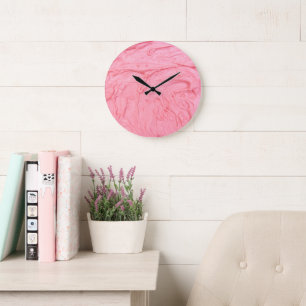 Grande Horloge Ronde Texture de glace à la fraise rose