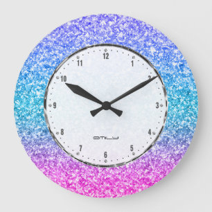 Grande Horloge Ronde Texture de Parties scintillant colorée Imprimer