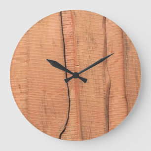 Grande Horloge Ronde Texture en bois