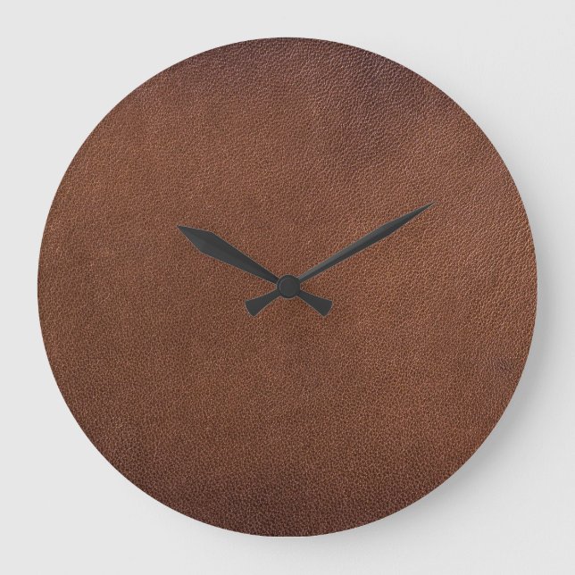 Grande Horloge Ronde Texture en cuir authentique, véritable arrière - p (Recto)