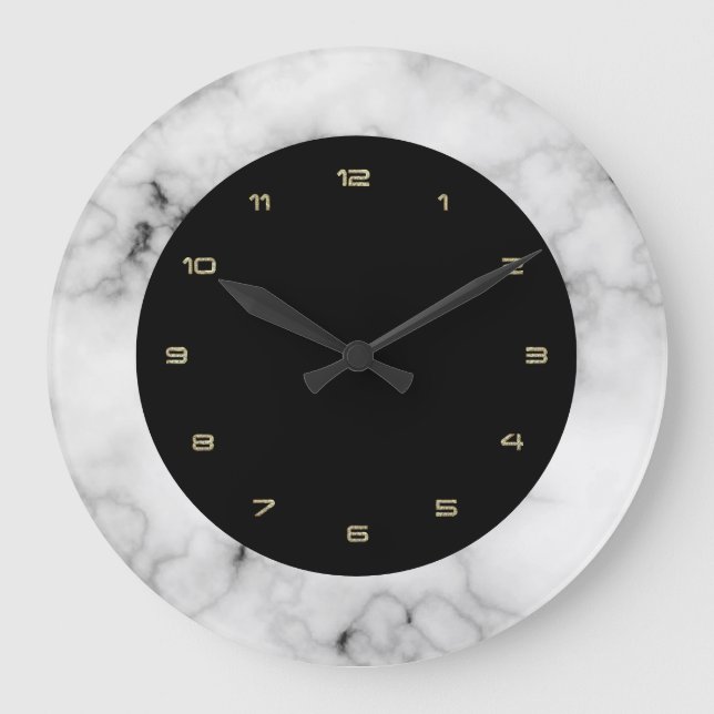 Grande Horloge Ronde Texture en faux marbre blanc (Recto)