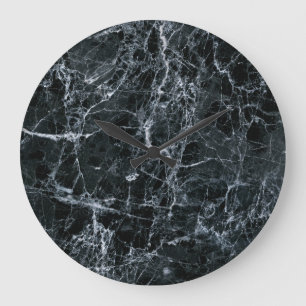 Grande Horloge Ronde Texture en marbre noir