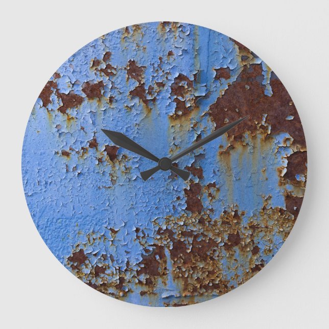 Grande Horloge Ronde Texture en métal et en bleu. (Recto)