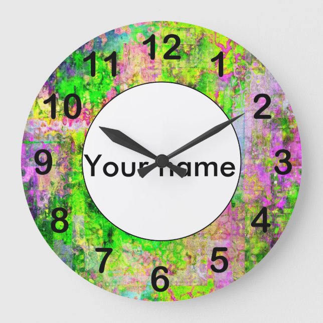 Grande Horloge Ronde Texture pourpre verte (Recto)