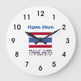 Grande Horloge Ronde Thai Flag with Your Name Large Clock