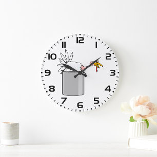 Grande Horloge Ronde Thanksgiving Fatigué Turquie en Cuisine Pot Humour