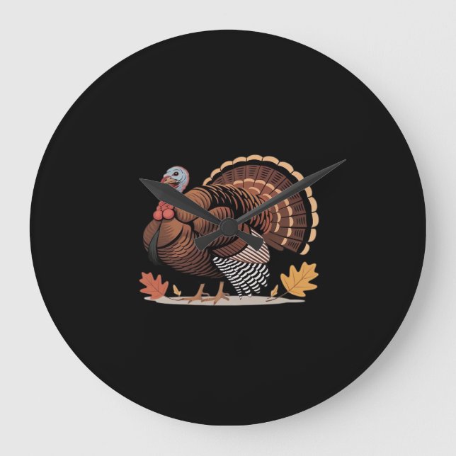 Grande Horloge Ronde Thanksgiving Turquie - Automne Vacances Classique  (Recto)