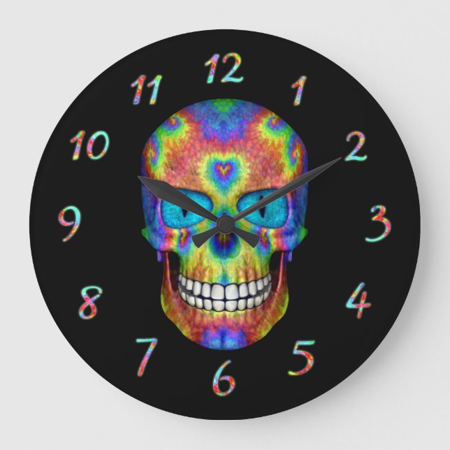 Grande Horloge Ronde The Dye Skull Dead Zombie Undead Wall Clocks (Recto)
