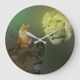 Grande Horloge Ronde The Lion And The Cat, Wall Clock