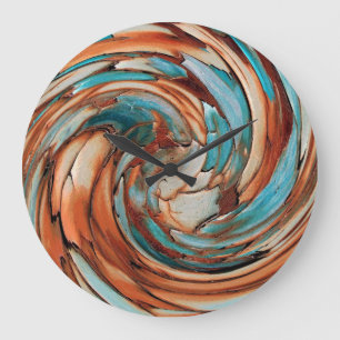 Grande Horloge Ronde The Rust N Blue Abstract Art Wall Clock