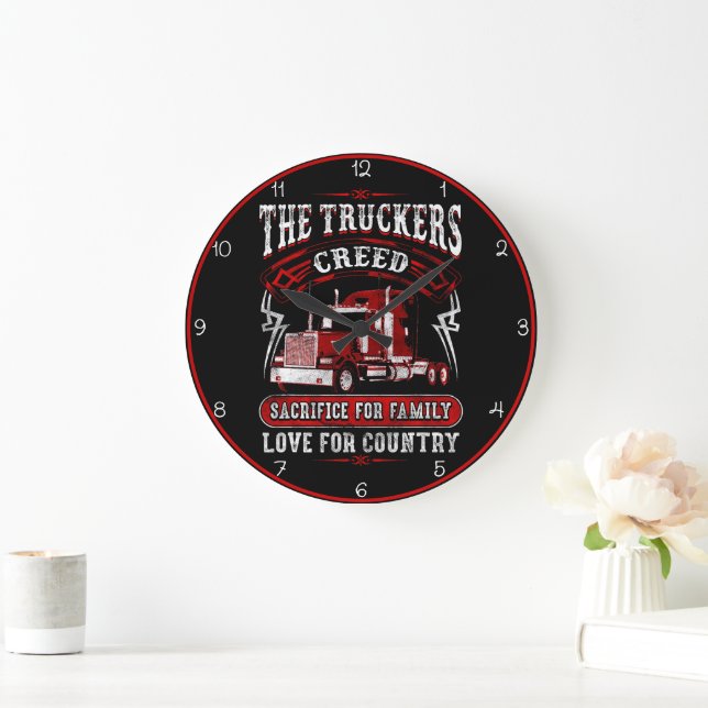 Grande Horloge Ronde The Truckers Creed : Famille, Pays (Maison)