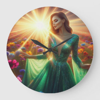 Grande Horloge Ronde The Woman in the Green Dress on a Large Wall Clock