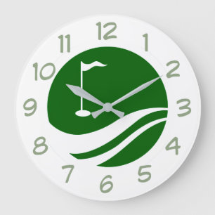 Grande Horloge Ronde Thème de golf moderne Hommes Décor Horaires