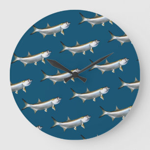 Grande Horloge Ronde Thème de la pêche au tarpon Grotte de Man
