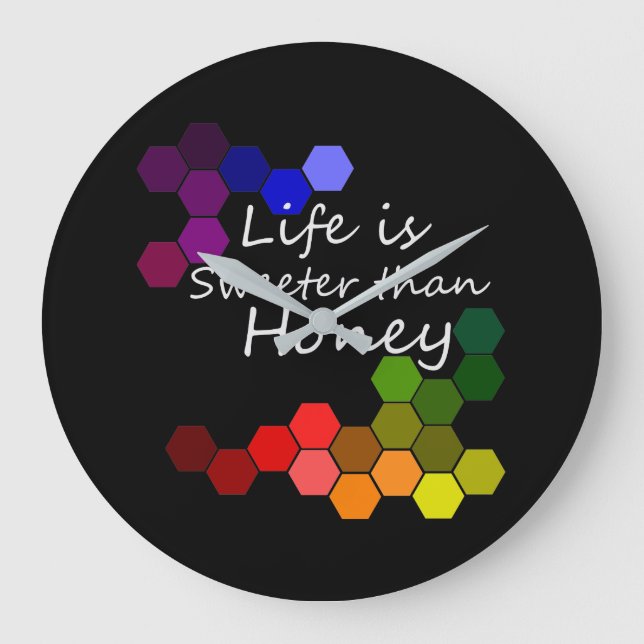 Grande Horloge Ronde Thème de miel avec des mots positifs (Recto)