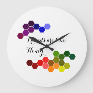 Grande Horloge Ronde Thème Miel Avec Mots Positifs