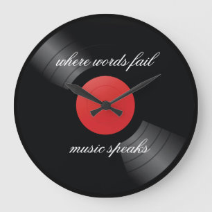 Grande Horloge Ronde Thème Musique Retro Vinyl Record