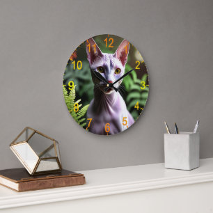 Grande Horloge Ronde Thon Le Chat Canadien Sans Cheveux,