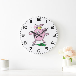 Grande Horloge Ronde Tirelire de dessin animé drôle qui perd de l'argen