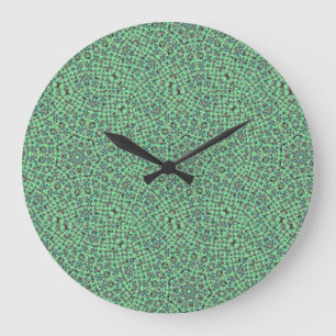 Grande Horloge Ronde Tissage de panier vert et bleu
