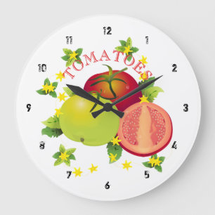 Grande Horloge Ronde Tomates Légumes Fruit Garden