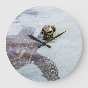 Grande Horloge Ronde Tortue de mer hawaïenne de Honu - tortues d'Hawa