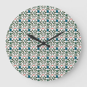 Grande Horloge Ronde Tortue de mer tropicale motif floral   Océan côtie