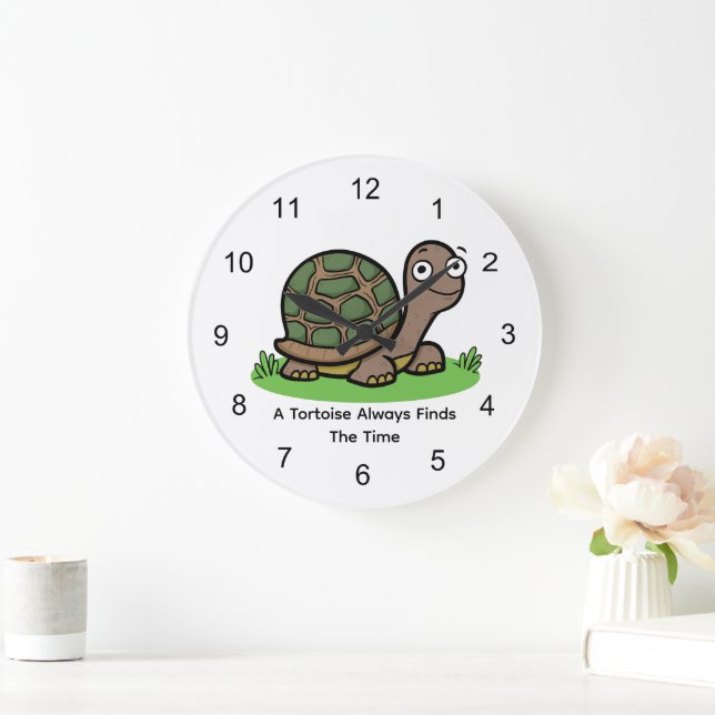 Grande Horloge Ronde Tortue Mignonne Trouve Toujours Le Temps (Maison)