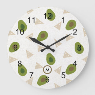 Grande Horloge Ronde Tossed Green Avocados Wall Clock