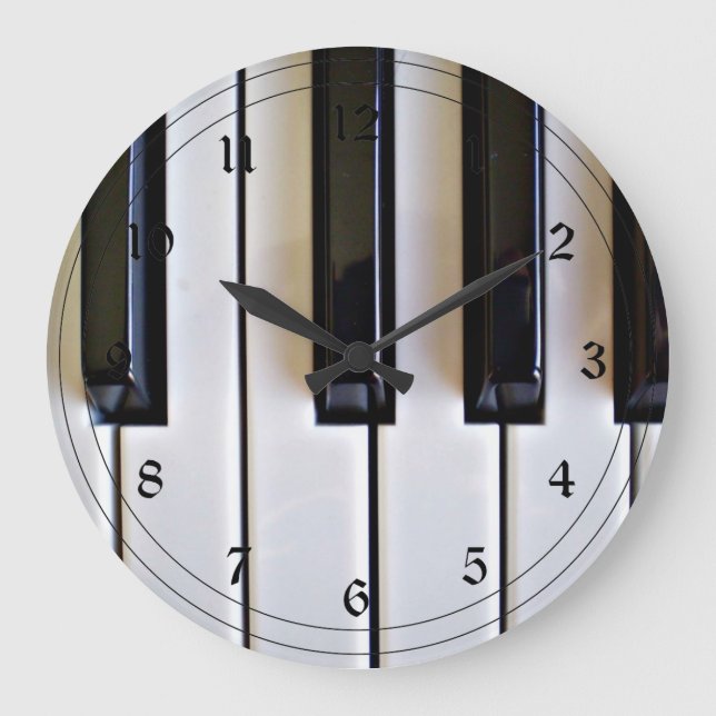 Grande Horloge Ronde Touches de piano - Noir et Blanc (Recto)