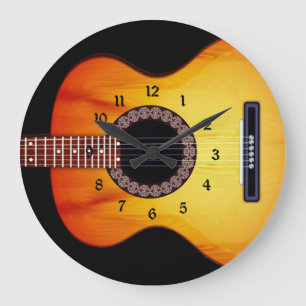 Grande Horloge Ronde Tour de guitare acoustique noire