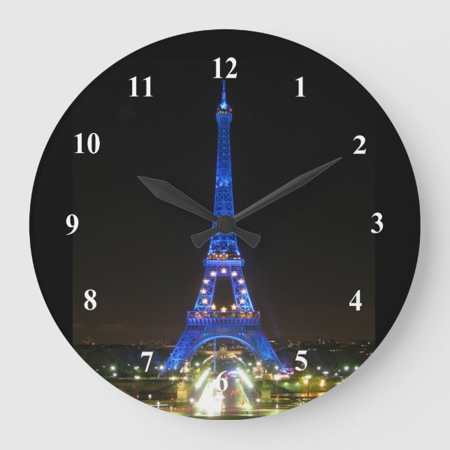 Grande Horloge Ronde Tour Eiffel pittoresque de nuit (Recto)