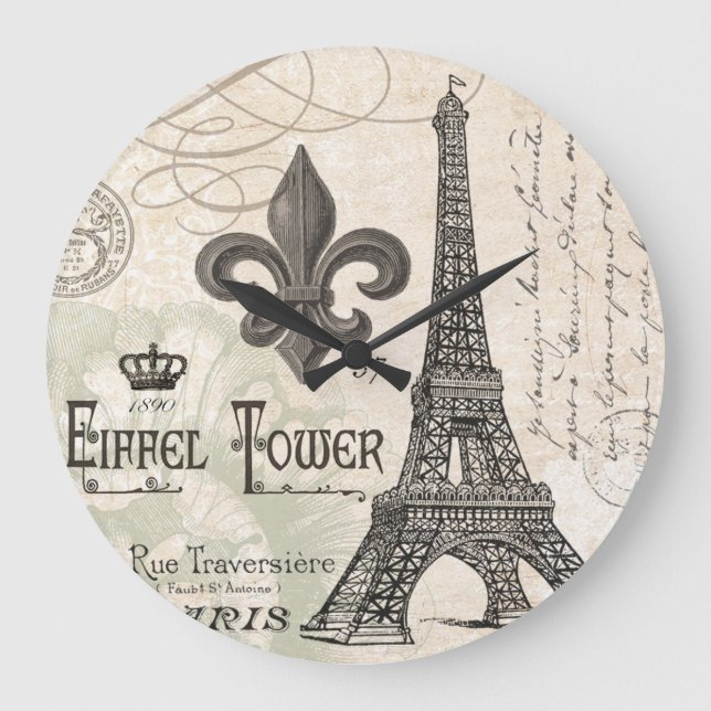 Grande Horloge Ronde Tour moderne d'Eiffel (Recto)
