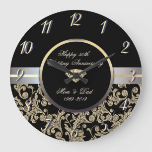 Grande Horloge Ronde Tourbillons de diamant doré 50e anniversaire de ma