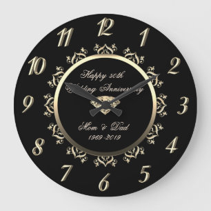 Grande Horloge Ronde Tourbillons de diamants dorés 50e anniversaire de 