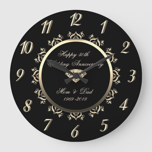 Grande Horloge Ronde Tourbillons de diamants dorés 50e anniversaire de  (Recto)