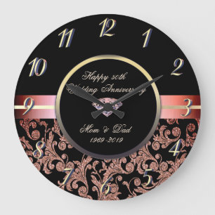 Grande Horloge Ronde Tourbillons de paillettes diamantées 50e anniversa