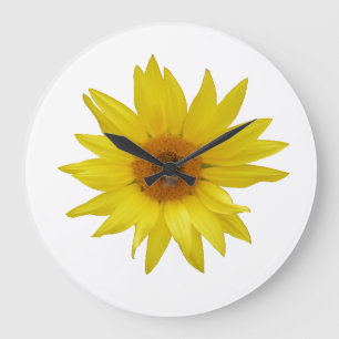 Grande Horloge Ronde Tournesol jaune vif