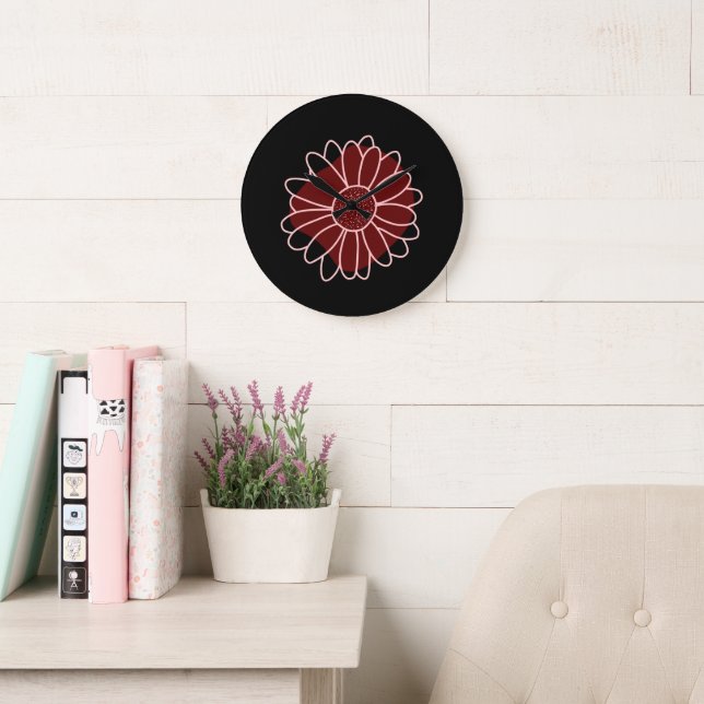 Grande Horloge Ronde Tournesol rustique contemporain (Salle de lecture)