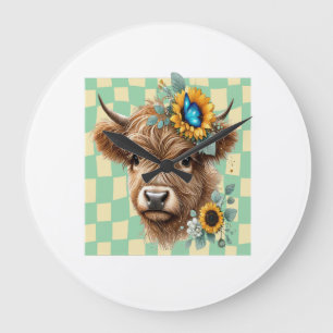 Grande Horloge Ronde Tournesol Vache Png, Jolie Vache Highland